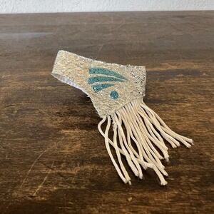 Vintage 1985 Jem & the Holograms ~ Jerrica Fringe Doll Belt ~ Silver White Blue